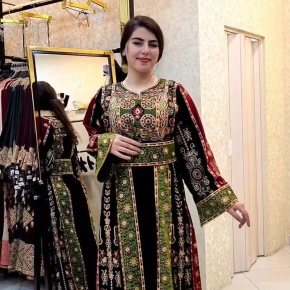 NWT Palestinian )Fire and Heaven) Janna and Naar Thobe Kaftan sz  XL - Picture 5 of 7